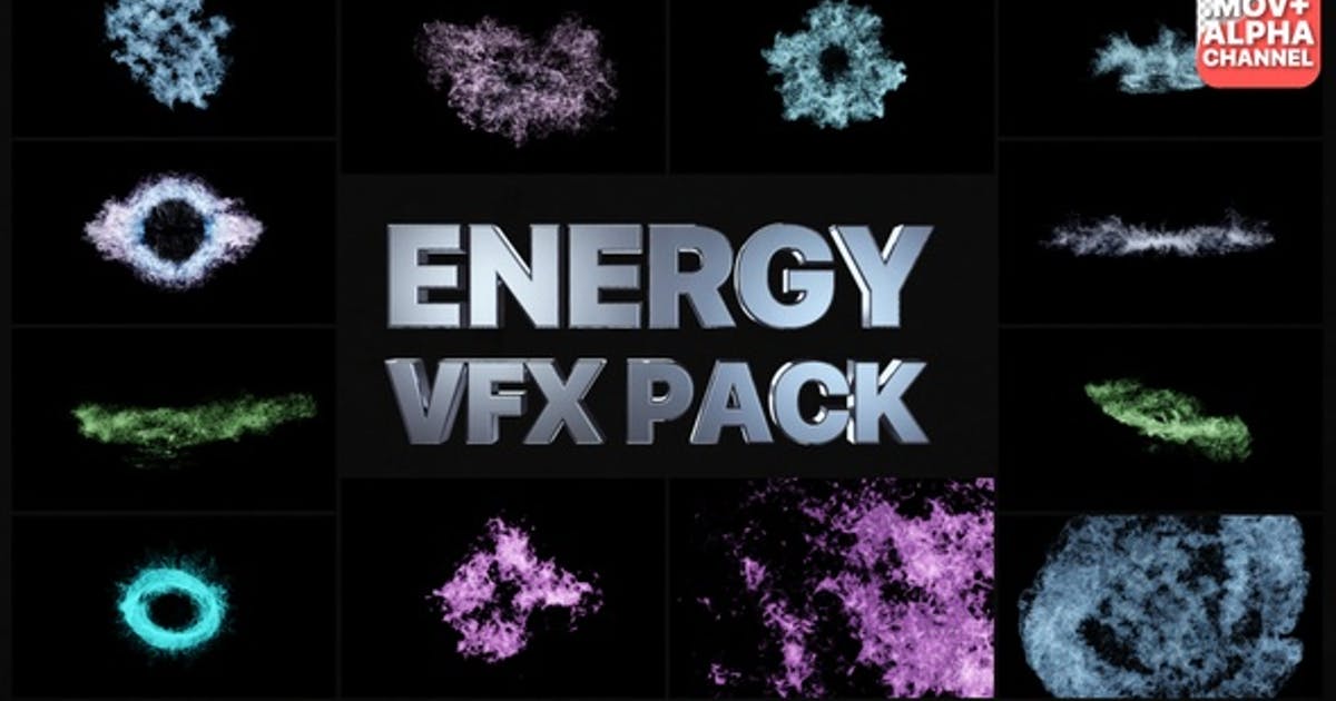 史诗魔法能量爆炸烟雾特效动画素材  VFX Energy Pack-后期素材库
