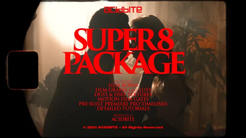 复古8MM电影胶片烧伤污垢灰尘颗粒视频效果 AcidBite – Super 8 Package-后期素材库