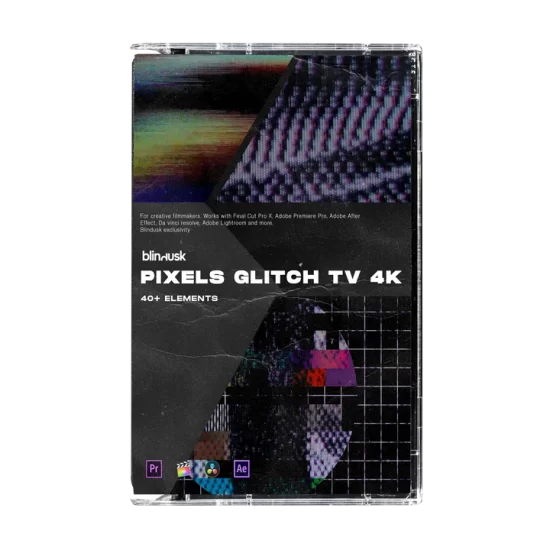 4K复古电视机故障无信号雪花屏纹理视频效果叠加素材 Blindusk – PIXELS GLITCH TV-后期素材库