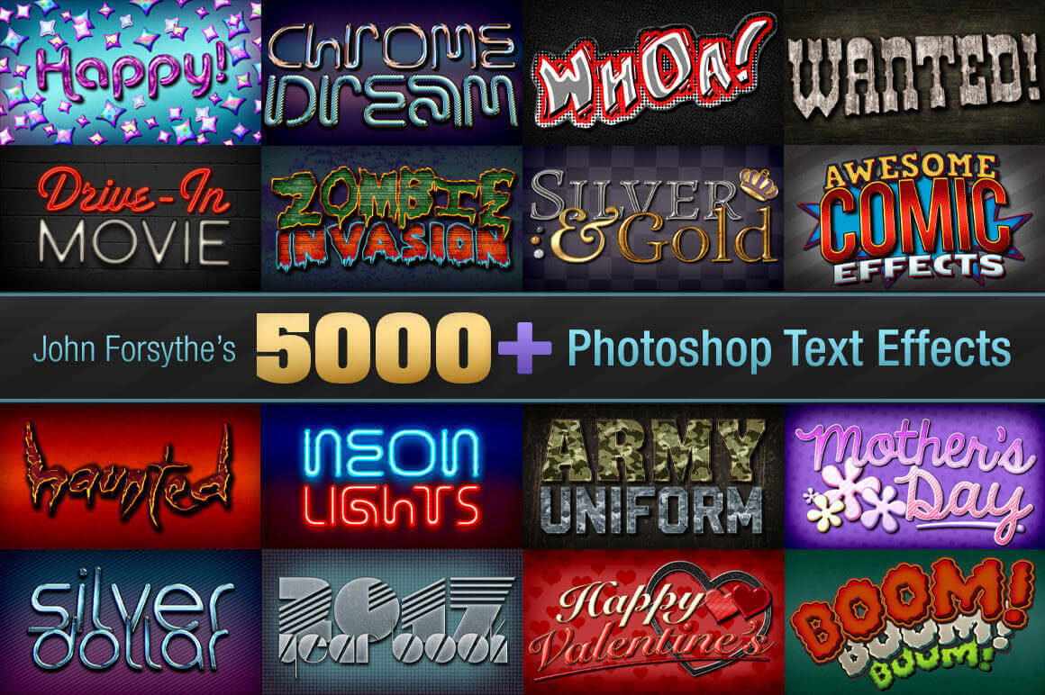 5000+电影动漫标题PS模板 MightyDeals – 5,000+ Professional Text Effects from John Forsythe-后期素材库