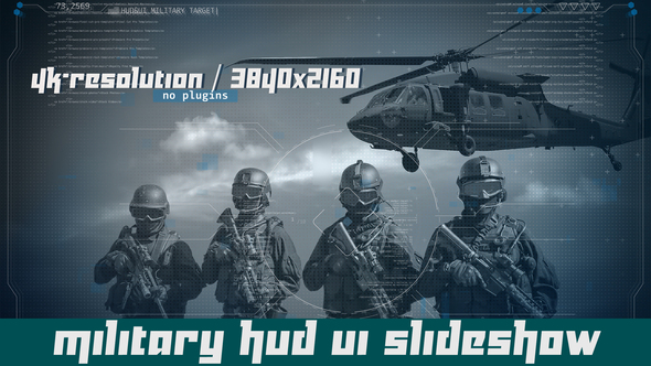 军事科技UI动画HUD界面AE模板 Videohive – Military HUD UI Slideshow-后期素材库