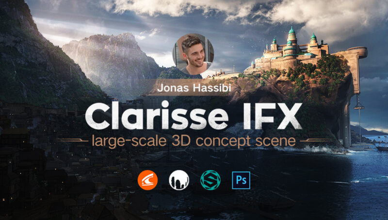 大型3D沿海城堡建筑模型制作教程+项目文件 Wingfox – Clarisse IFX 3D Large Scale Concept Art Creation-后期素材库